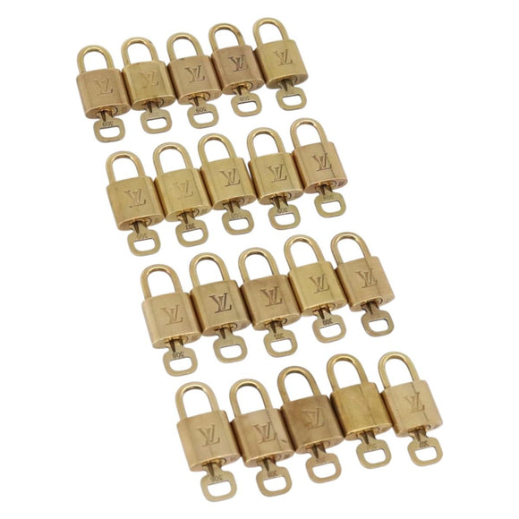 LOUIS VUITTON Padlock Metal 20 Set Gold Tone LV Auth 98462