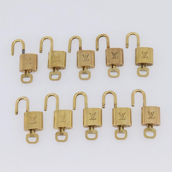LOUIS VUITTON Padlock Metal 20 Set Gold Tone LV Auth 98462