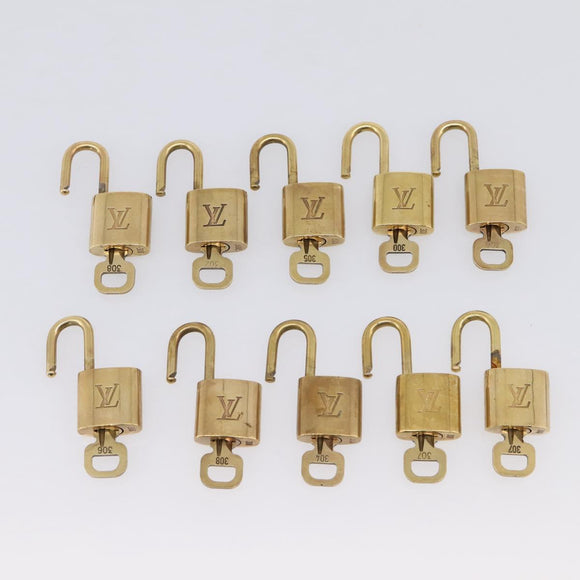 LOUIS VUITTON Padlock Metal 20 Set Gold Tone LV Auth 98462