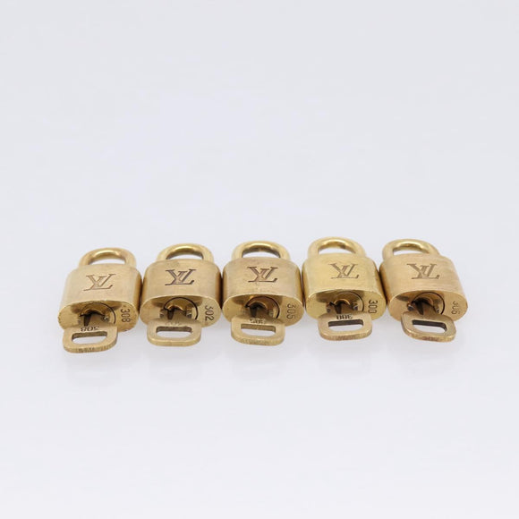 LOUIS VUITTON Padlock Metal 20 Set Gold Tone LV Auth 98462