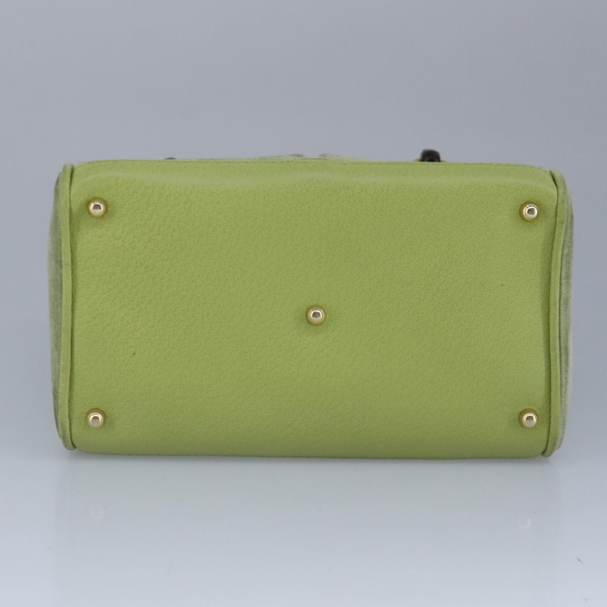 GUCCI Bamboo Hand Bag Suede 2way Gold Light green 000 122 0316 Auth 98469