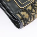 Christian Dior Trotter Canvas Shoulder Bag Navy Gold Auth 98475-14