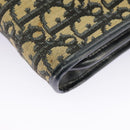 Christian Dior Trotter Canvas Shoulder Bag Navy Gold Auth 98475-17