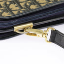 Christian Dior Trotter Canvas Shoulder Bag Navy Gold Auth 98475-18