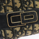 Christian Dior Trotter Canvas Shoulder Bag Navy Gold Auth 98475-19