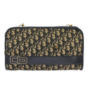 Christian Dior Trotter Canvas Shoulder Bag Navy Gold Auth 98475-13