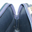 Christian Dior Trotter Canvas Shoulder Bag Navy Gold Auth 98475-23