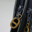 Christian Dior Trotter Canvas Shoulder Bag Navy Gold Auth 98475-11