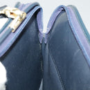 Christian Dior Trotter Canvas Shoulder Bag Navy Gold Auth 98475-26
