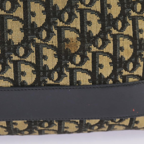 Christian Dior Trotter Canvas Shoulder Bag Navy Gold Auth 98475