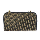 Christian Dior Trotter Canvas Shoulder Bag Navy Gold Auth 98475-3