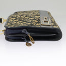 Christian Dior Trotter Canvas Shoulder Bag Navy Gold Auth 98475-4