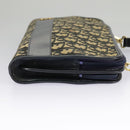 Christian Dior Trotter Canvas Shoulder Bag Navy Gold Auth 98475-5