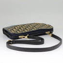 Christian Dior Trotter Canvas Shoulder Bag Navy Gold Auth 98475-8