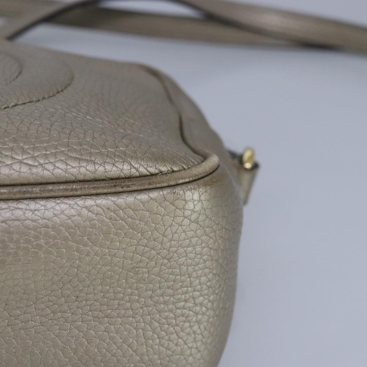 GUCCI Soho Shoulder Bag Leather Beige Gold 808364 Auth 98480