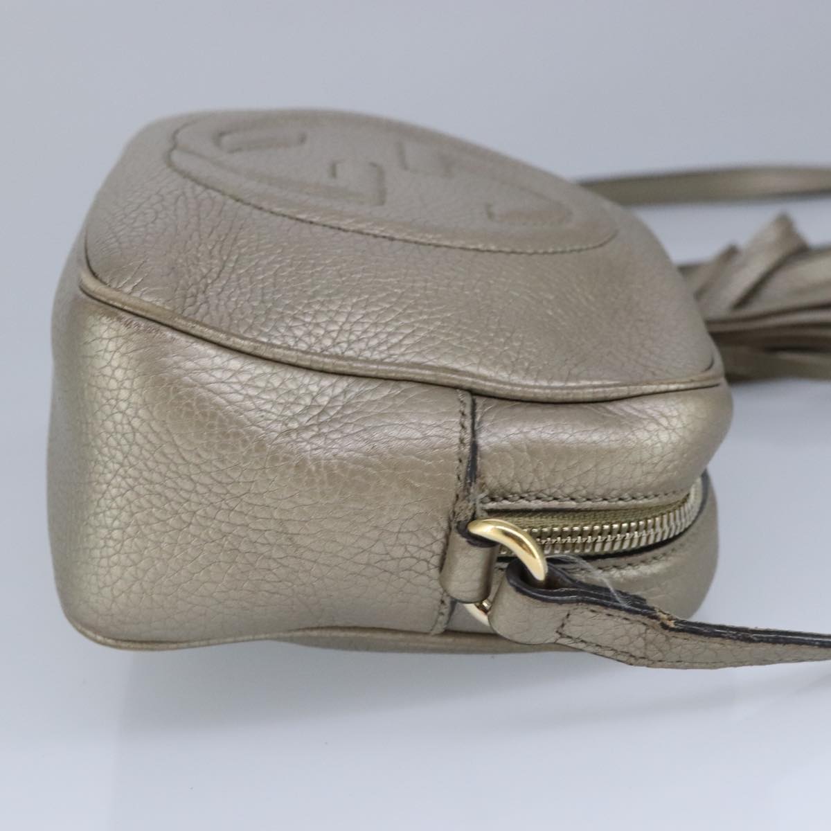 GUCCI Soho Shoulder Bag Leather Beige Gold 808364 Auth 98480