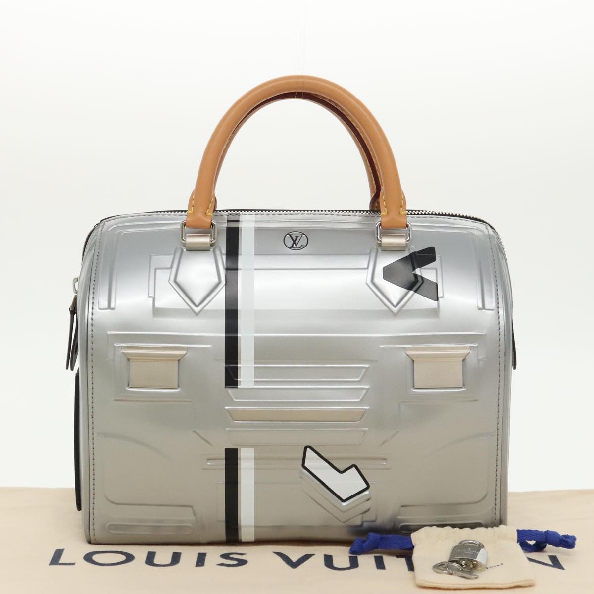 LOUIS VUITTON Epi Space Embossed Speedy 25 Hand Bag Silver M54941 Auth 98490SA