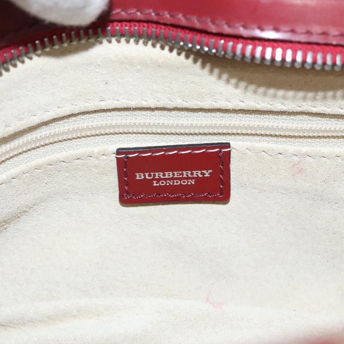 BURBERRY Nova Check Hand Bag PVC Beige Silver Auth 98508