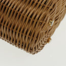 Salvatore Ferragamo Gancini Hand Bag Wicker Beige Gold Auth 98528AM-9