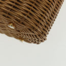 Salvatore Ferragamo Gancini Hand Bag Wicker Beige Gold Auth 98528M-14