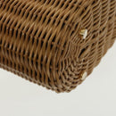 Salvatore Ferragamo Gancini Hand Bag Wicker Beige Gold Auth 98528AM-15