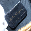 Salvatore Ferragamo Gancini Hand Bag Wicker Beige Gold Auth 98528AM-12