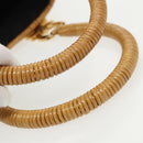 Salvatore Ferragamo Gancini Hand Bag Wicker Beige Gold Auth 98528AM-6