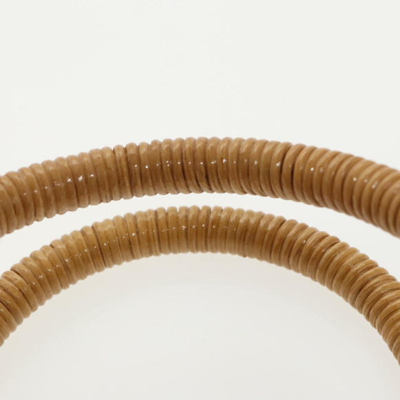 Salvatore Ferragamo Gancini Hand Bag Wicker Beige Gold Auth 98528AM