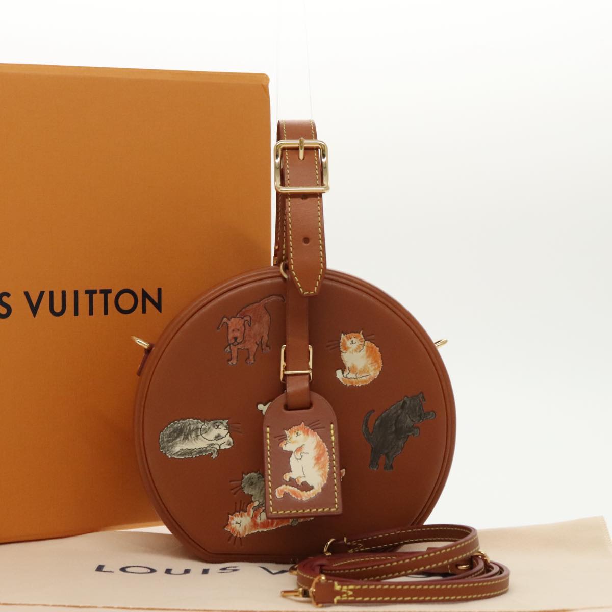 LOUIS VUITTON Catgram Petite Boite Chapeau Shoulder Bag Brown M52972 Auth 98529S