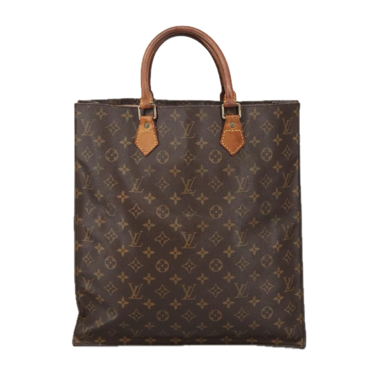 LOUIS VUITTON Monogram Sac Plat Hand Bag M51140 LV Auth 98536