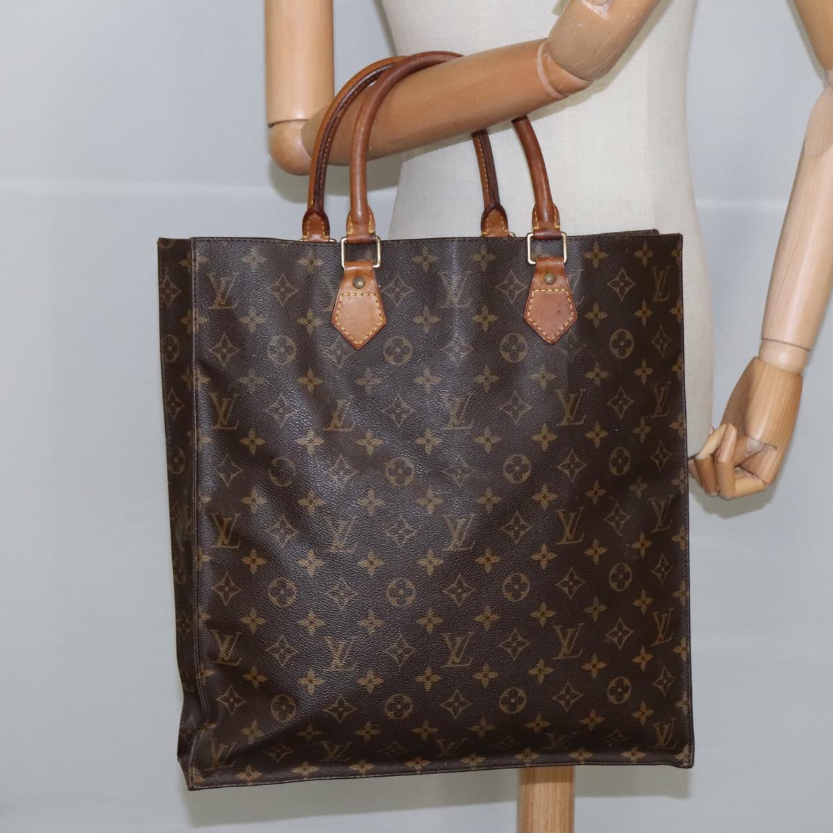 LOUIS VUITTON Monogram Sac Plat Hand Bag M51140 LV Auth 98536