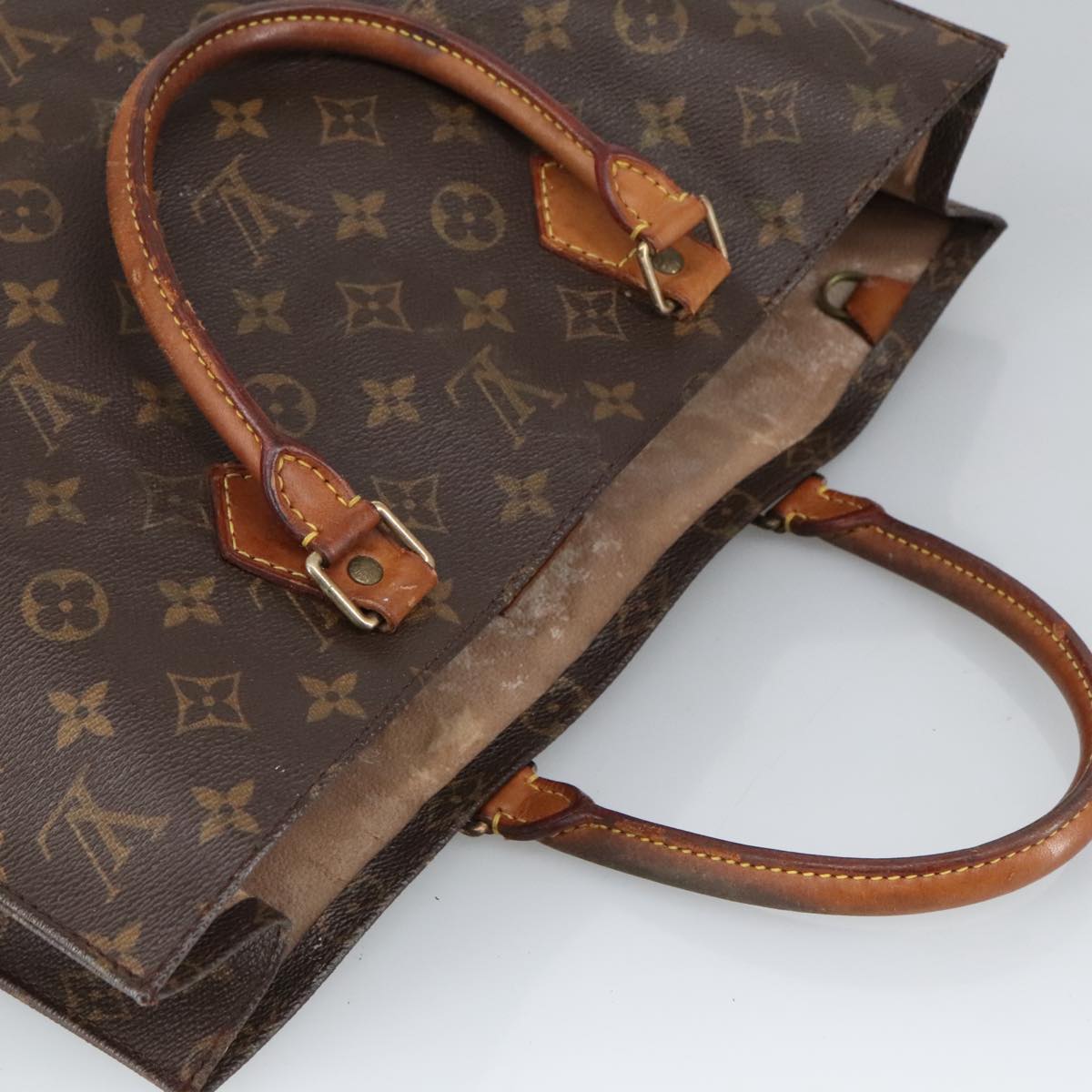 LOUIS VUITTON Monogram Sac Plat Hand Bag M51140 LV Auth 98536