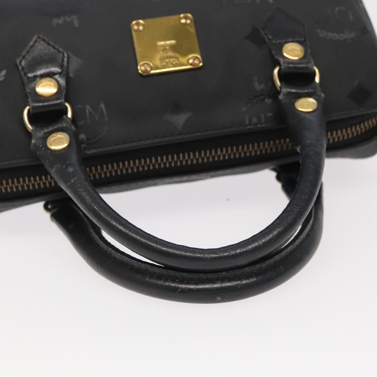 MCM Vicetos Logogram Hand Bag PVC 2way Black Gold Auth 98570