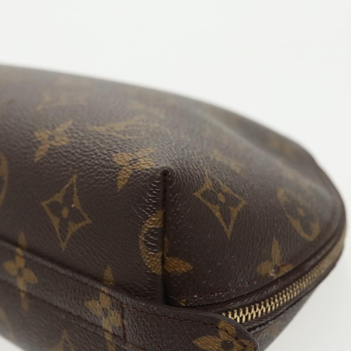 LOUIS VUITTON Monogram Trousse Demi Ronde Cosmetic Pouch M47520 LV Auth 98574