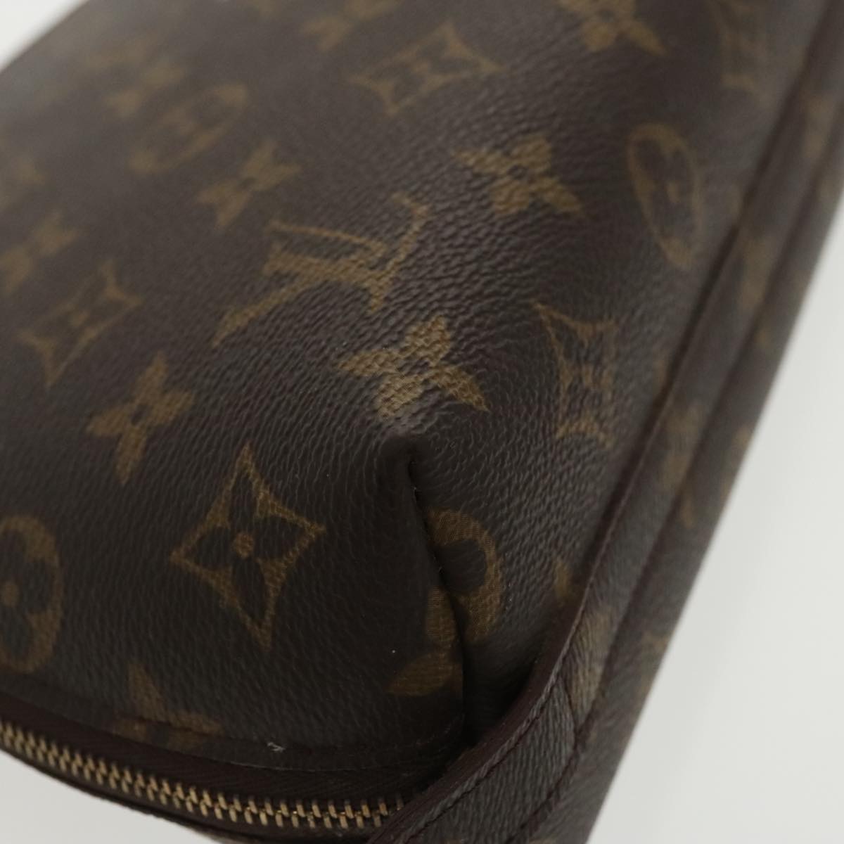 LOUIS VUITTON Monogram Trousse Demi Ronde Cosmetic Pouch M47520 LV Auth 98575