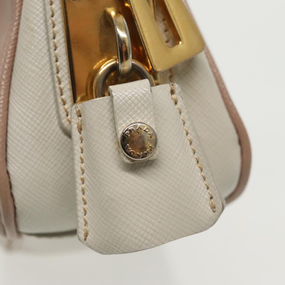 PRADA Shoulder Bag Safiano leather Pink Gold Auth 98595