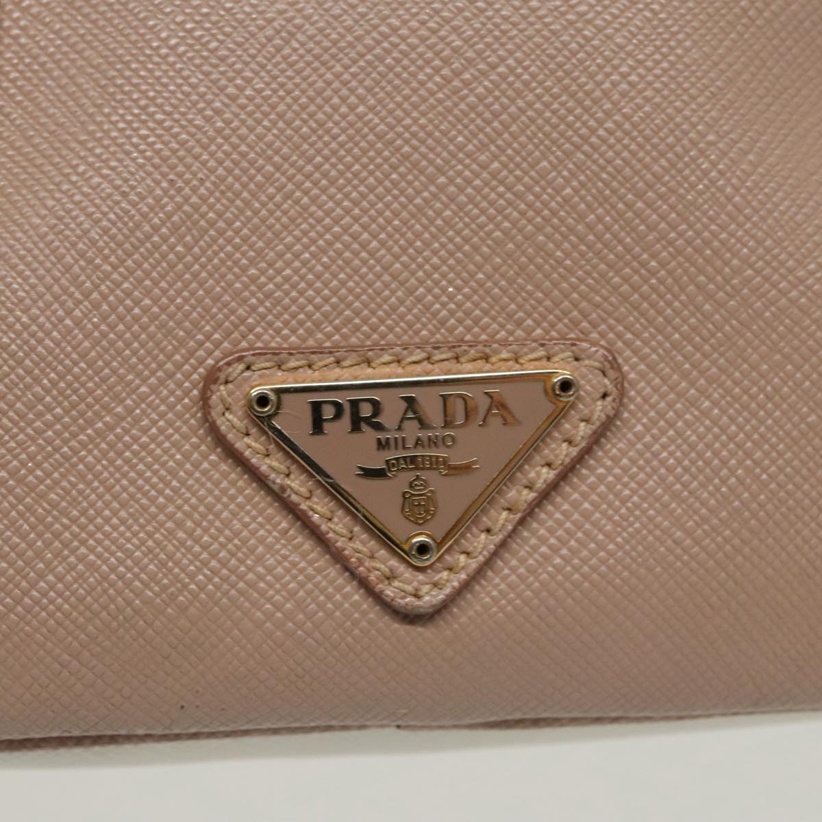 PRADA Shoulder Bag Safiano leather Pink Gold Auth 98595