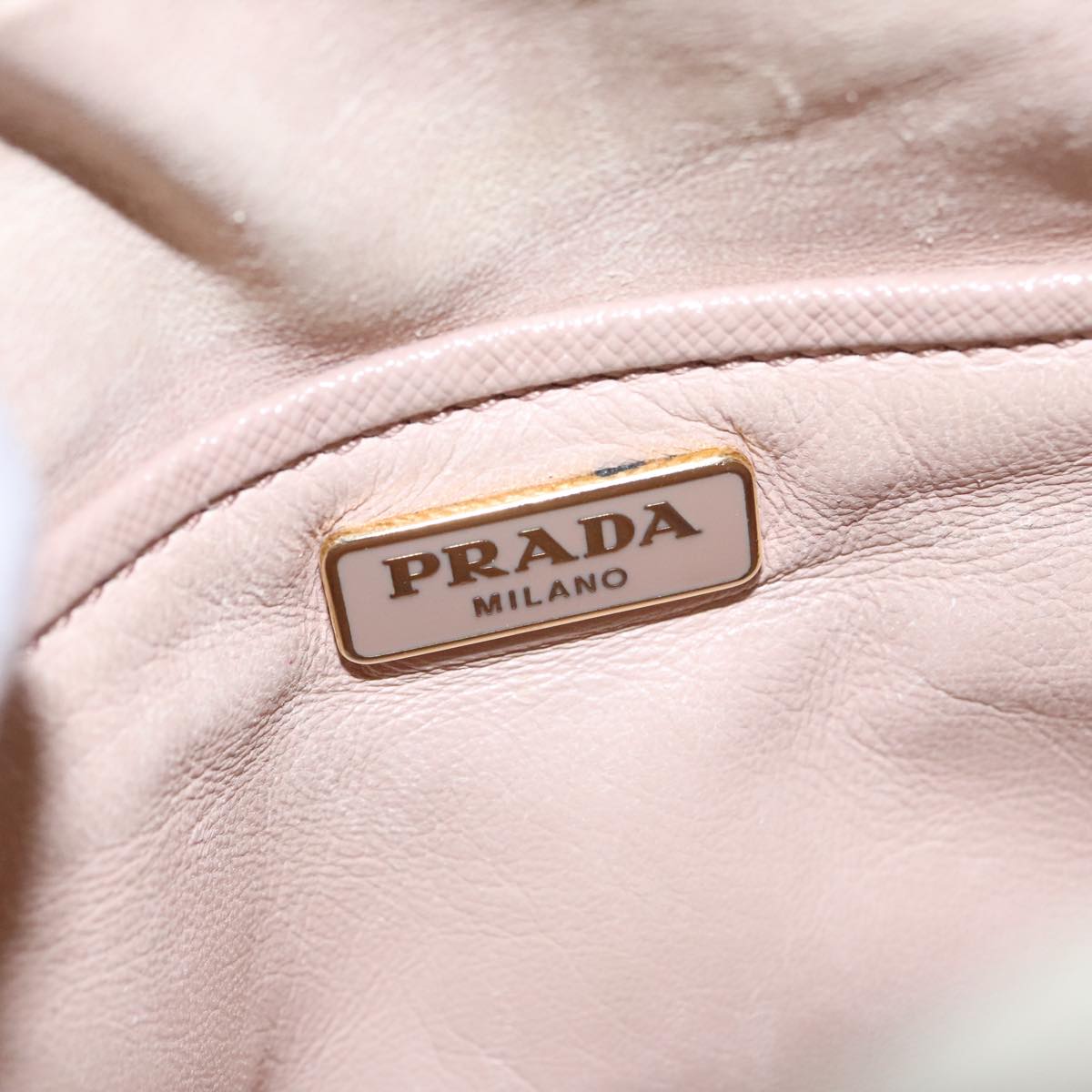 PRADA Shoulder Bag Safiano leather Pink Gold Auth 98595