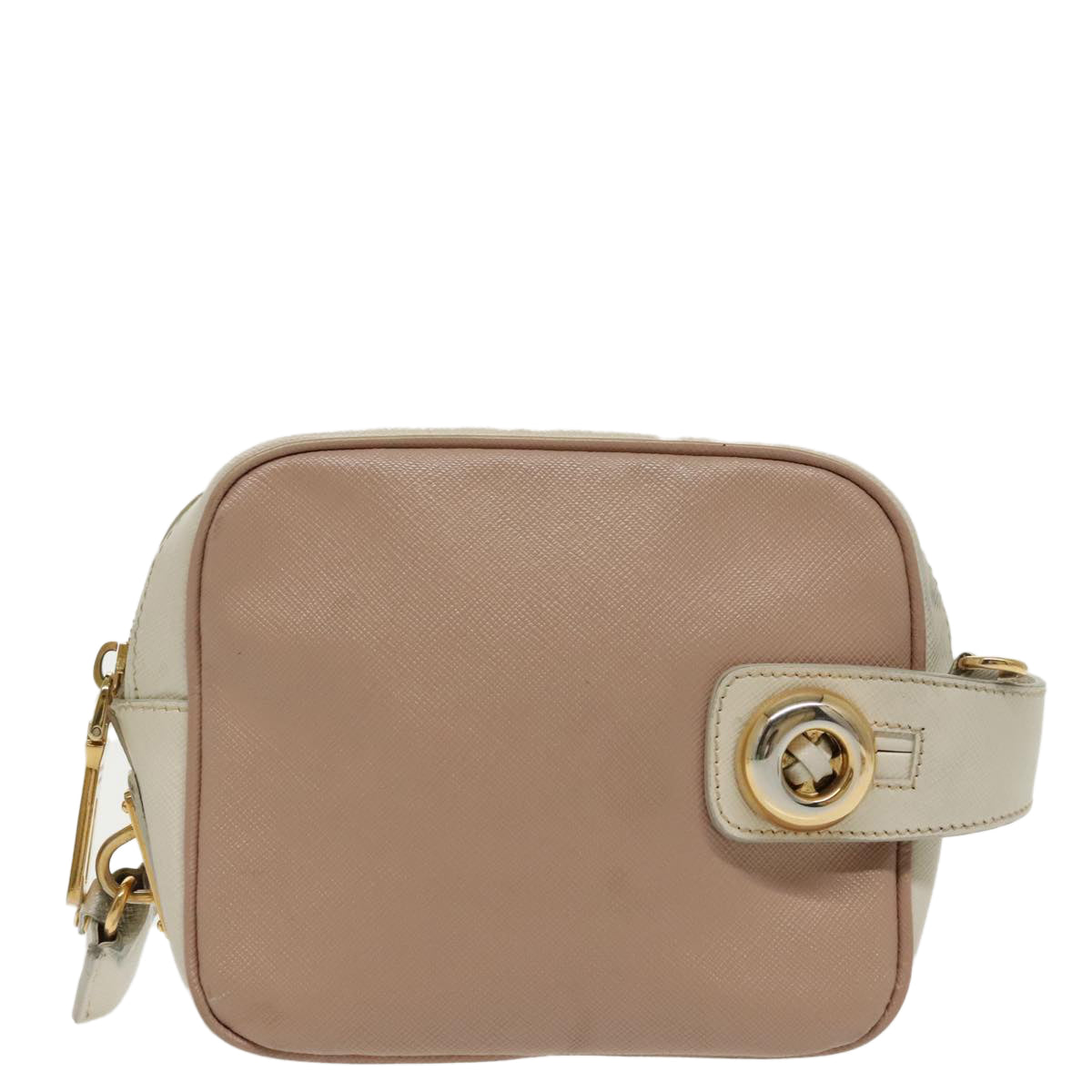 PRADA Shoulder Bag Safiano leather Pink Gold Auth 98595 - 0