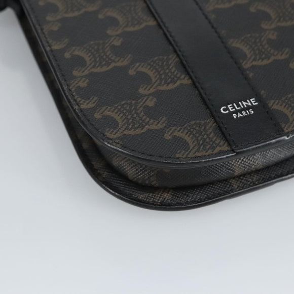 CELINE Triomphe Mobile Pouch PVC Black Silver Auth 98603AM