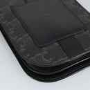 CELINE Triomphe Mobile Pouch PVC Black Silver Auth 98603AM-16