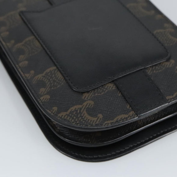 CELINE Triomphe Mobile Pouch PVC Black Silver Auth 98603AM
