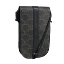 CELINE Triomphe Mobile Pouch PVC Black Silver Auth 98603M-1