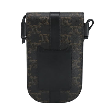 CELINE Triomphe Mobile Pouch PVC Black Silver Auth 98603M - 0