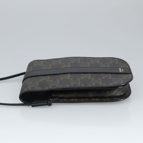 CELINE Triomphe Mobile Pouch PVC Black Silver Auth 98603M