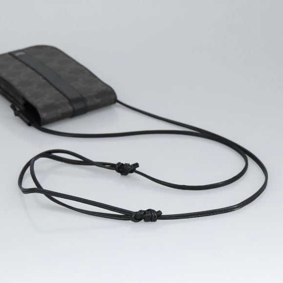 CELINE Triomphe Mobile Pouch PVC Black Silver Auth 98603AM