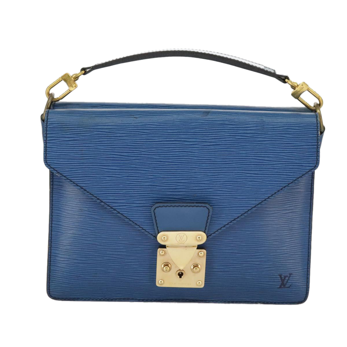 LOUIS VUITTON Epi Biface Clutch Bag Blue LV Auth 98605