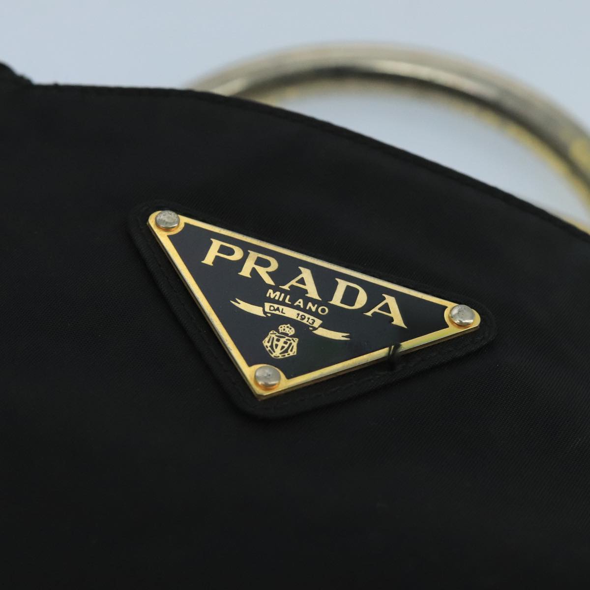 PRADA Hand Bag Nylon Black Auth 98615