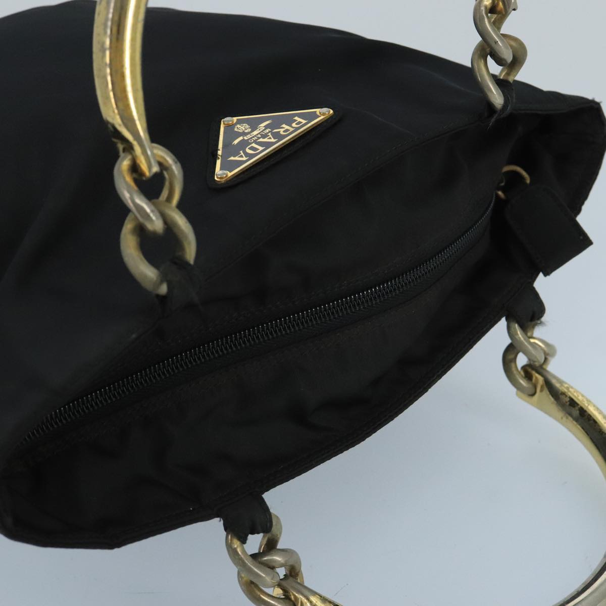 PRADA Hand Bag Nylon Black Auth 98615