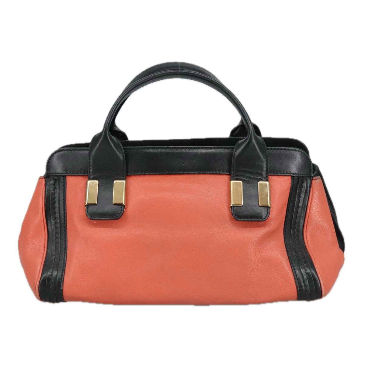 Chloe Little Alice Hand Bag Leather 2way Orange Auth 98616